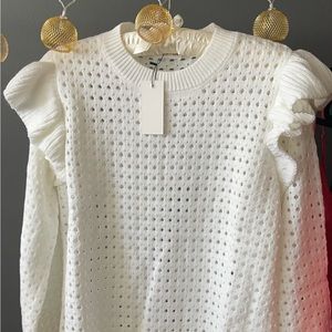 Chesapeake Pointelle Ruffle Detail Sweater. Color Cream. Brand new with tags.